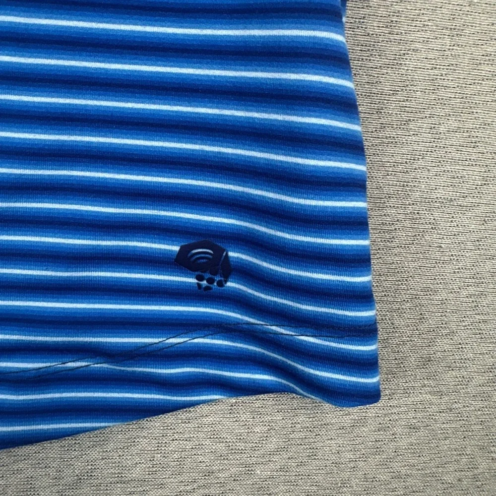 Mountain Hardwear Base Layer Top Shirt Womens L Blue Striped Long Sleeve Raglan - Picture 6 of 10